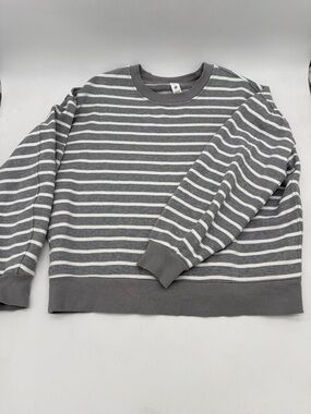 Lululemon Women's Cropped Sweatshirt Crew Neck Gray / White Stripes Size Small